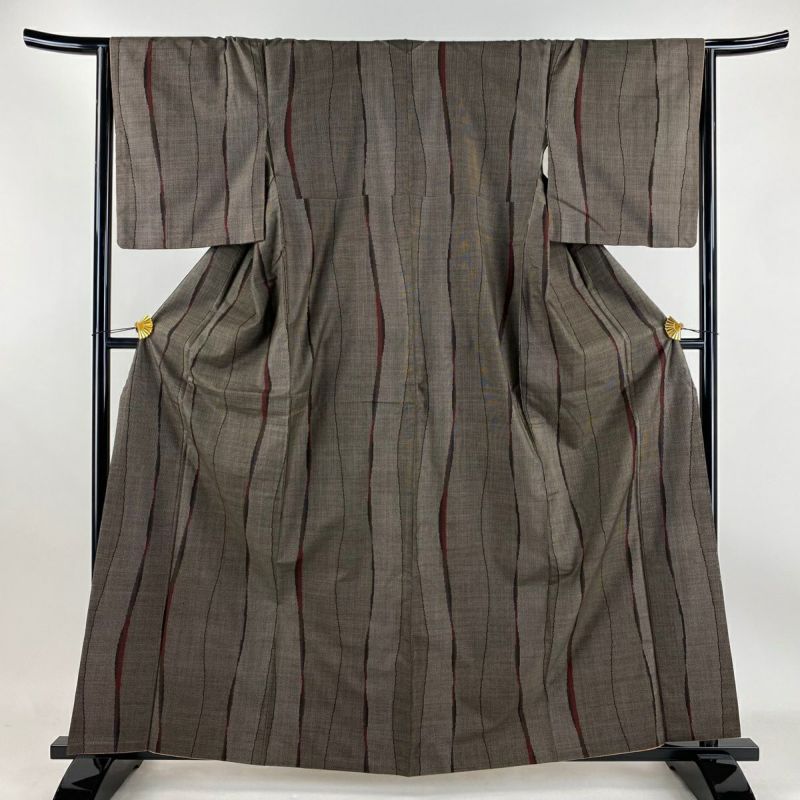 平和屋着物○訪問着 紬地 蟹 笹竹文 正絹 逸品 AABB0242zg 平和屋