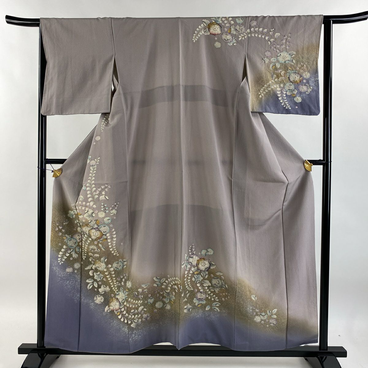 D495 訪問着　辻ヶ花　金通し　正絹　着物　袷　美品 訪問着 身丈159.5cm 裄丈65cm M 袷 落款あり 辻が花 霞 金銀彩