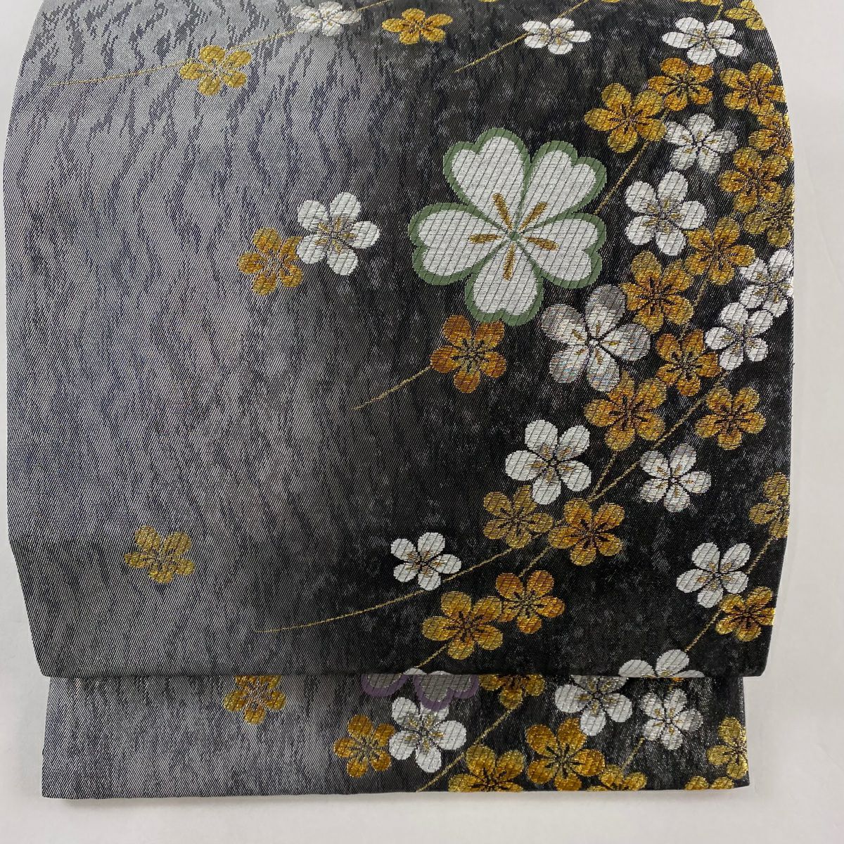 袋帯 美品 名品 手先ニ通り やまと 辻が花柄 菱 金糸 箔 紫 全通