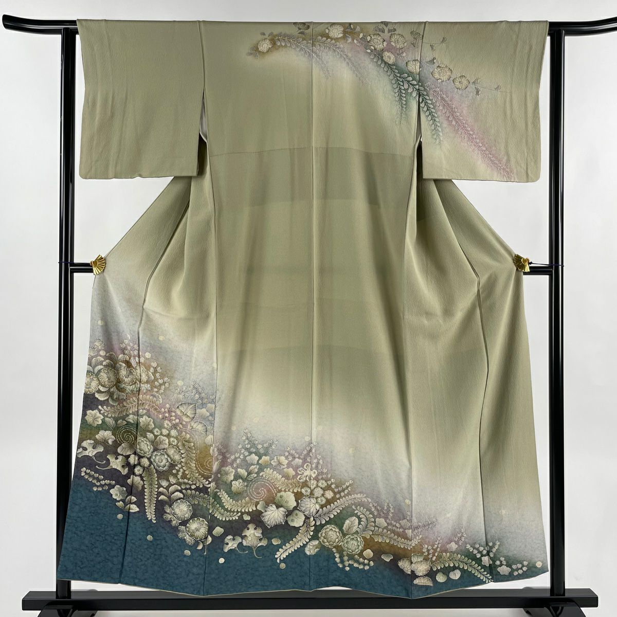 訪問着 身丈151cm 裄丈61.5cm S 袷 辻が花柄 霞 灰色 正絹 秀品 訪問着 身丈151cm 裄丈61.5cm S 袷 辻が花柄 霞 灰色 正絹 秀品