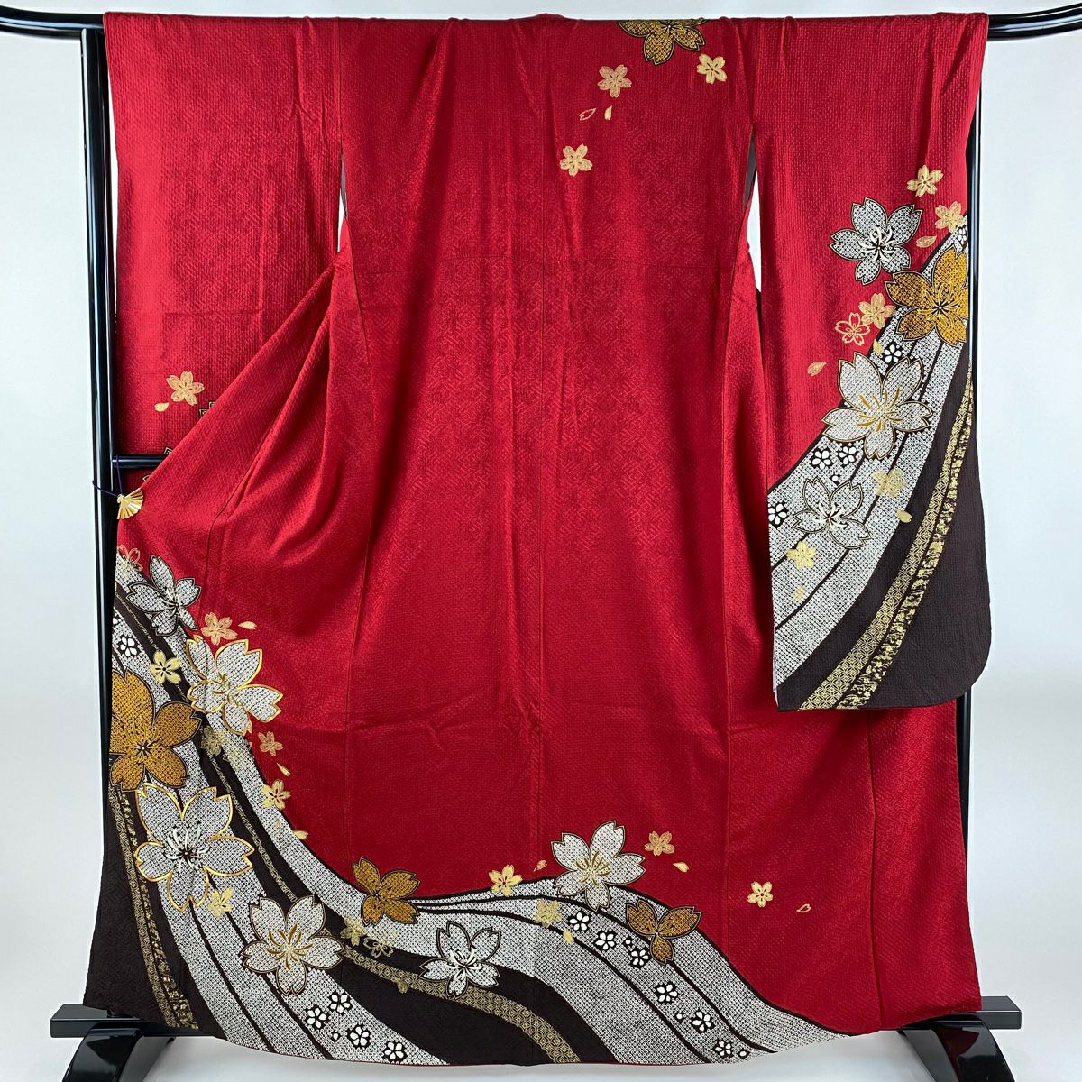振袖 身丈169cm 裄丈68.5cm L 袷 祐喜路 落款あり 草花 流水