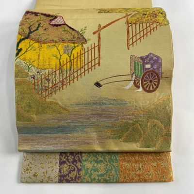 50%OFF 袋帯 逸品 龍村美術織物 落款あり たつむら 風景 御所車