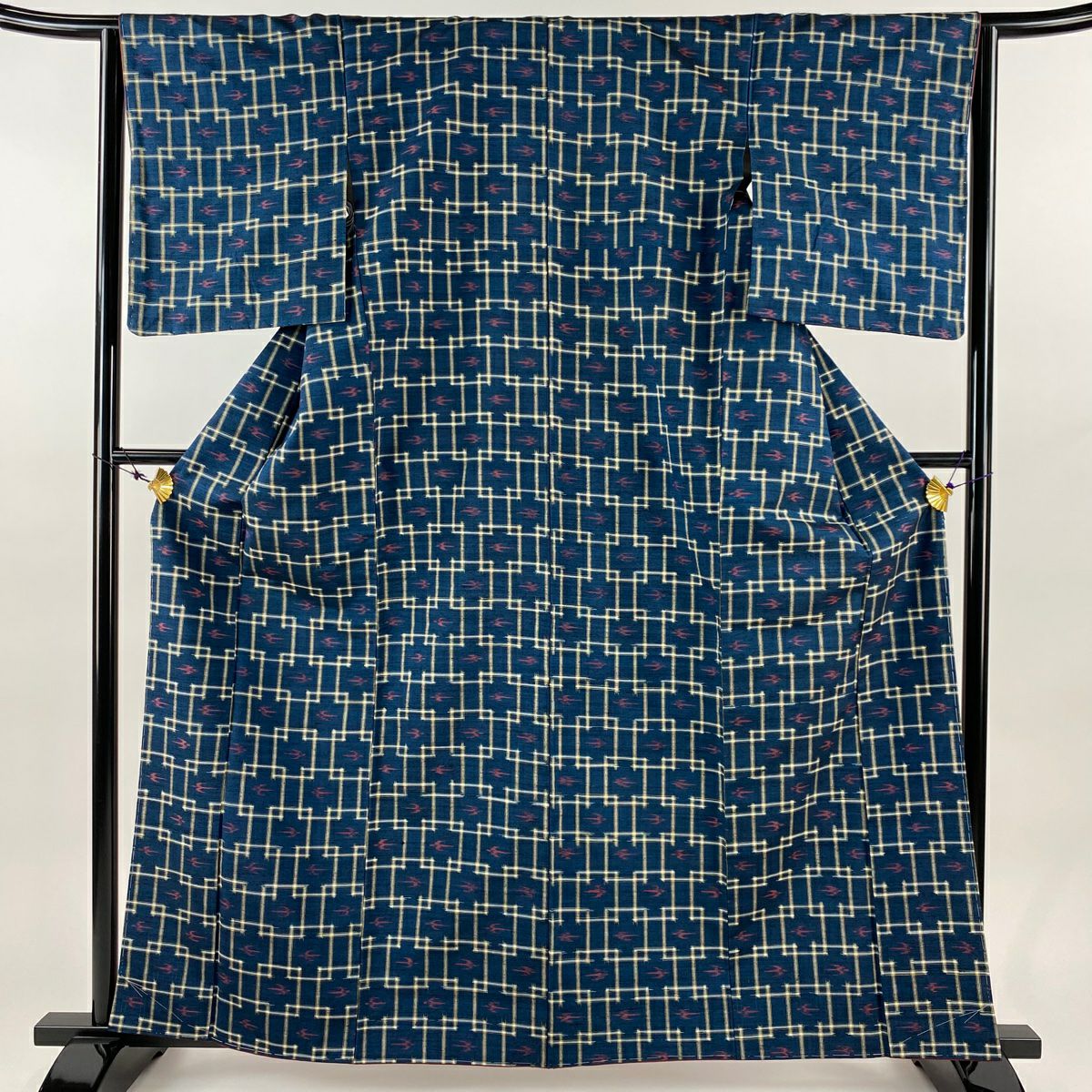 紬 身丈167cm 裄丈63.5cm S 袷 格子 茶色 正絹 秀品｜中古・古着  