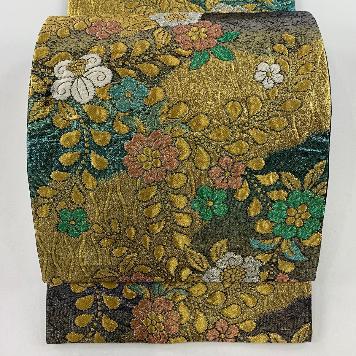 春】20705o 袋帯 本金箔 プラチナ箔 やまと 辻が花文様 六通柄 着物
