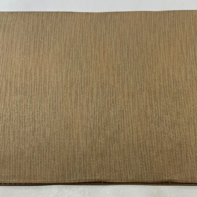 袋帯 秀品 段縞 丁子 箔 金糸 茶緑色 全通 正絹｜中古・古着