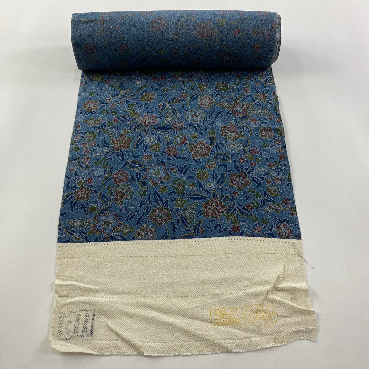 小紋 全体柄 アクアグリーン色 正絹 反物 リサイクル着物】小紋 正絹 身丈166.5cm 裄丈70cm 袷 砧青磁色