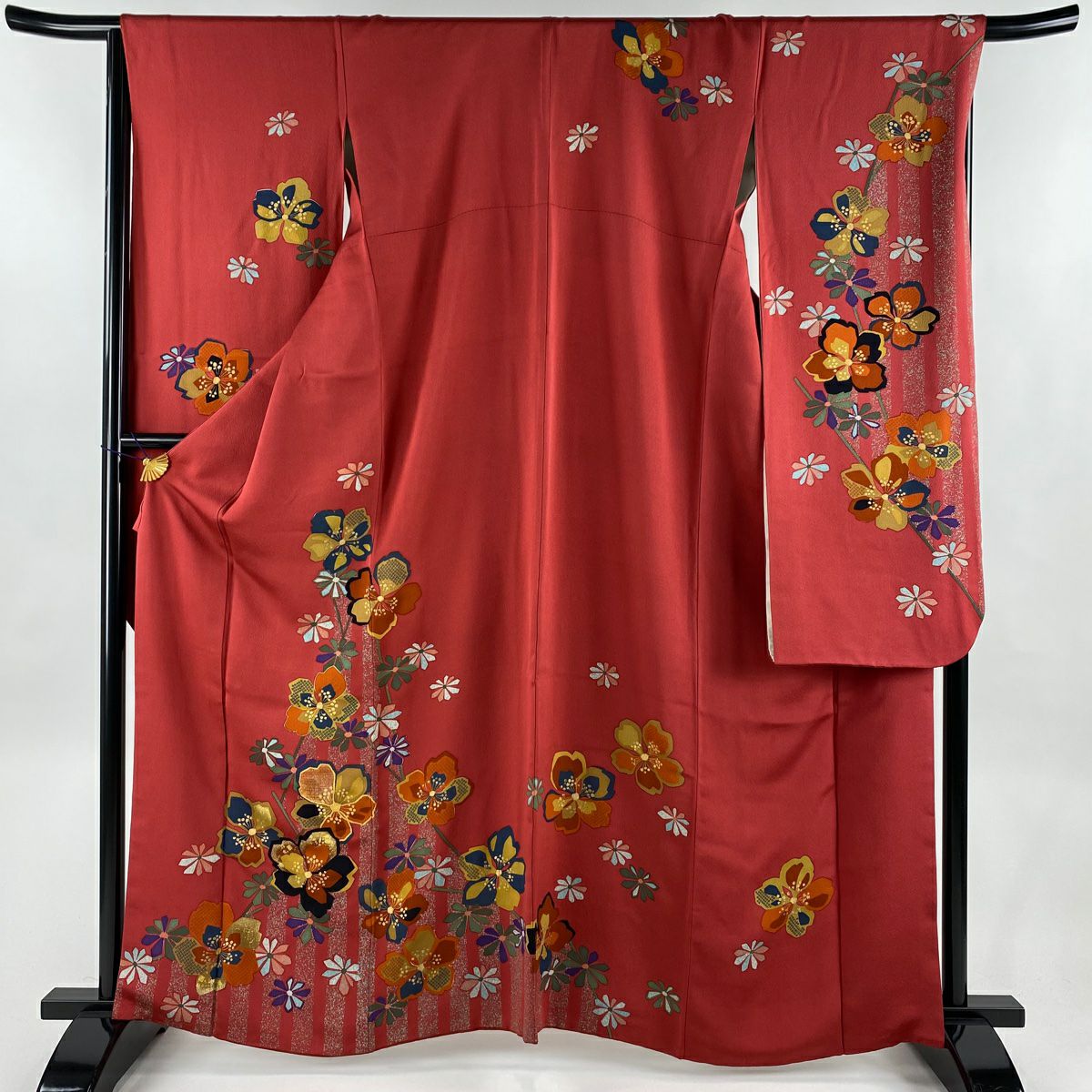 振袖 身丈167.5cm 裄丈68cm L 袷 簪 桜 金彩 ぼかし よもぎ色