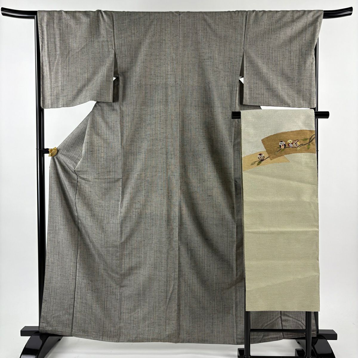 美品】 紬 身丈163.5cm 裄丈67.5cm L 袷 ぜんまい紬 名古屋帯セット