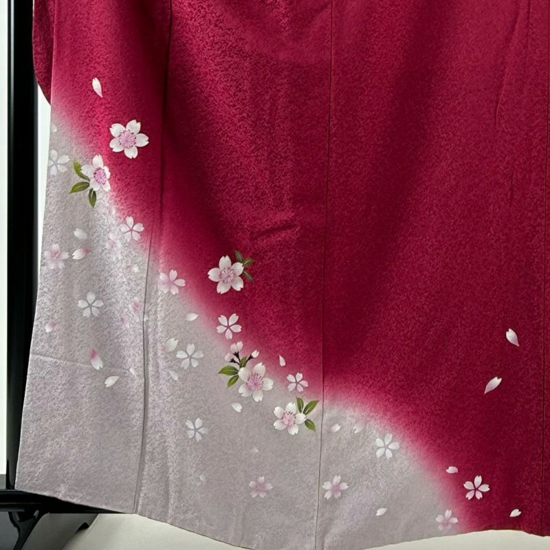 振袖 身丈160cm 裄丈65.5cm M 袷 桜 桜の花びら 金彩 ぼかし 濃 振袖 身丈160cm 裄丈65.5cm M 袷 桜 桜の花びら 金彩 ぼかし 濃