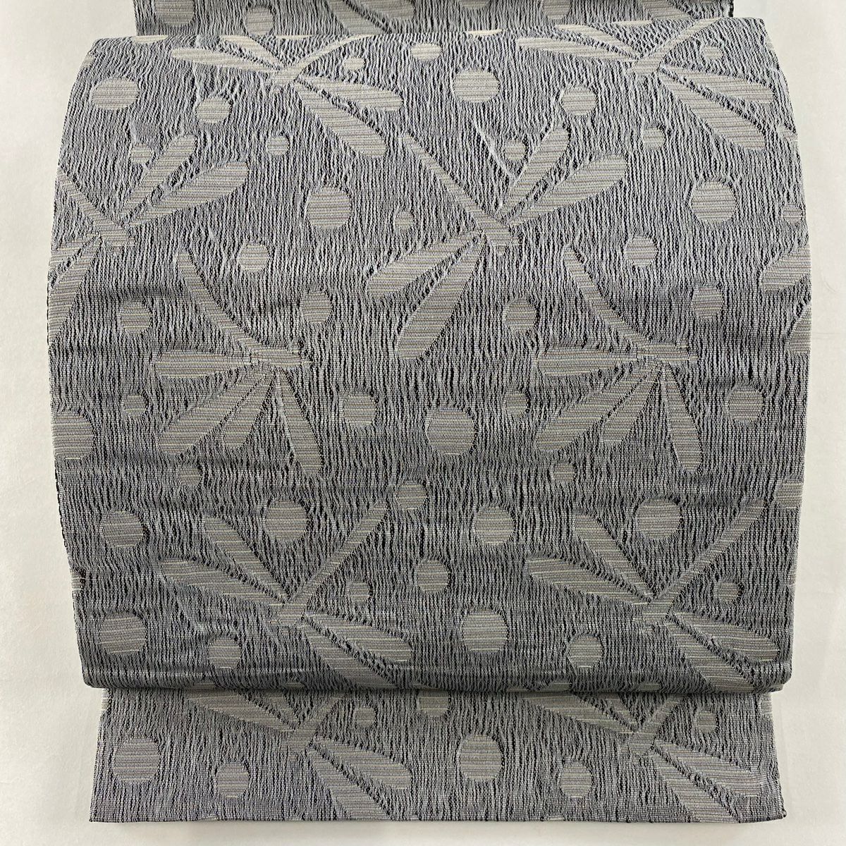 名古屋帯 美品 優品 弔事向き 色喪帯 草花 流水 水色 正絹|中古 名古屋帯 美品 優品 弔事向き 色喪帯 草花 流水 水色 正絹|中古