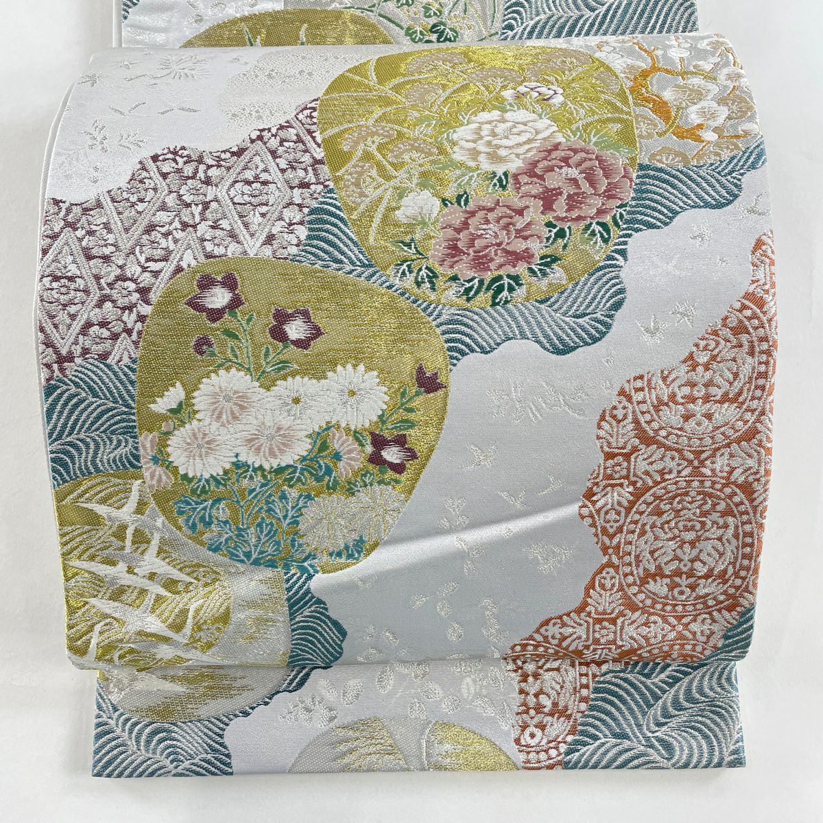 平和屋着物○六通柄袋帯 唐織 正倉院花文 金銀糸