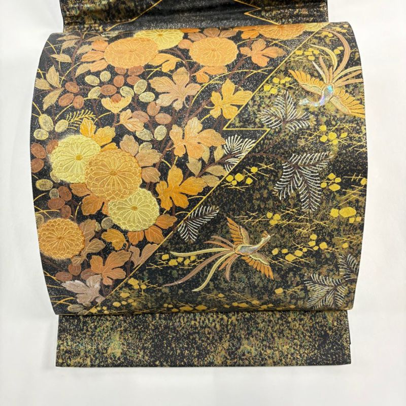美品！丸菊 銀 金 竹作 楓 流 正絹 袋帯 二重太鼓 作り帯 美品！丸菊 銀 金 竹作 楓 流 正絹 袋帯 二重太鼓 作り