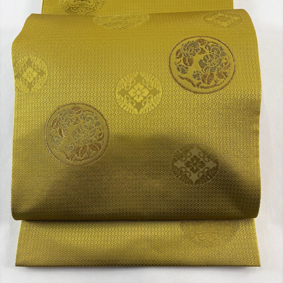 名古屋帯 秀品 草花 刺繍 金銀糸 灰色 正絹｜中古・古着・リサイクル