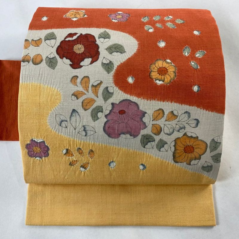 5k1970 名古屋帯　絹　紬　白　赤　花柄　和装　着物 楽天市場】花柄（帯｜和服）：レディースファッションの通販