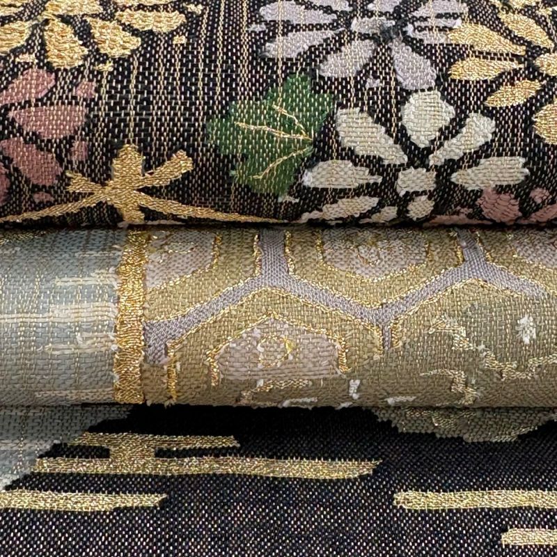 美品】 袋帯 逸品 鶴 松 金銀糸 綴れ 黒 お太鼓柄 正絹｜中古・古着