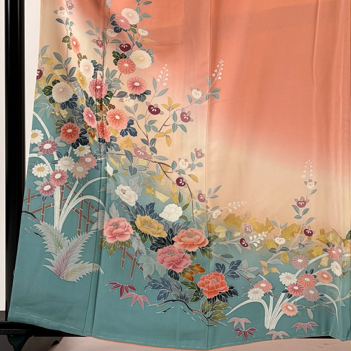 美品】 訪問着 身丈161.5cm 裄丈68cm L 袷 草花 金彩 ぼかし ストア