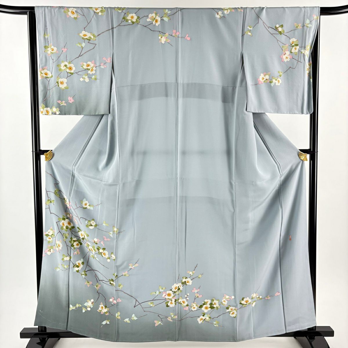 訪問着 身丈154.5cm 裄丈69cm L 袷 落款あり 山並み 霞 ぼかし 青紫