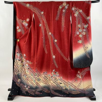 振袖 美品 逸品 辻が花 金彩 ぼかし グレー 袷 身丈170cm 裄丈65cm M 正絹