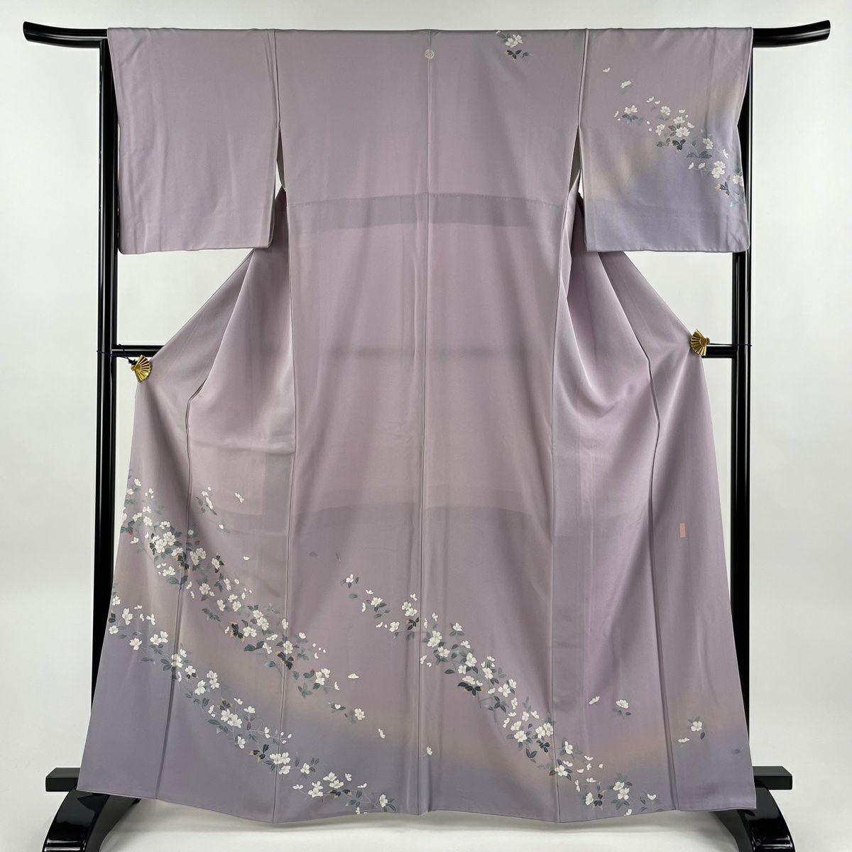 【超特価sale開催】  付下げ 秋草 童 落款あり 紬地 袷 M 裄丈65.5cm 身丈166.5cm 着物・浴衣