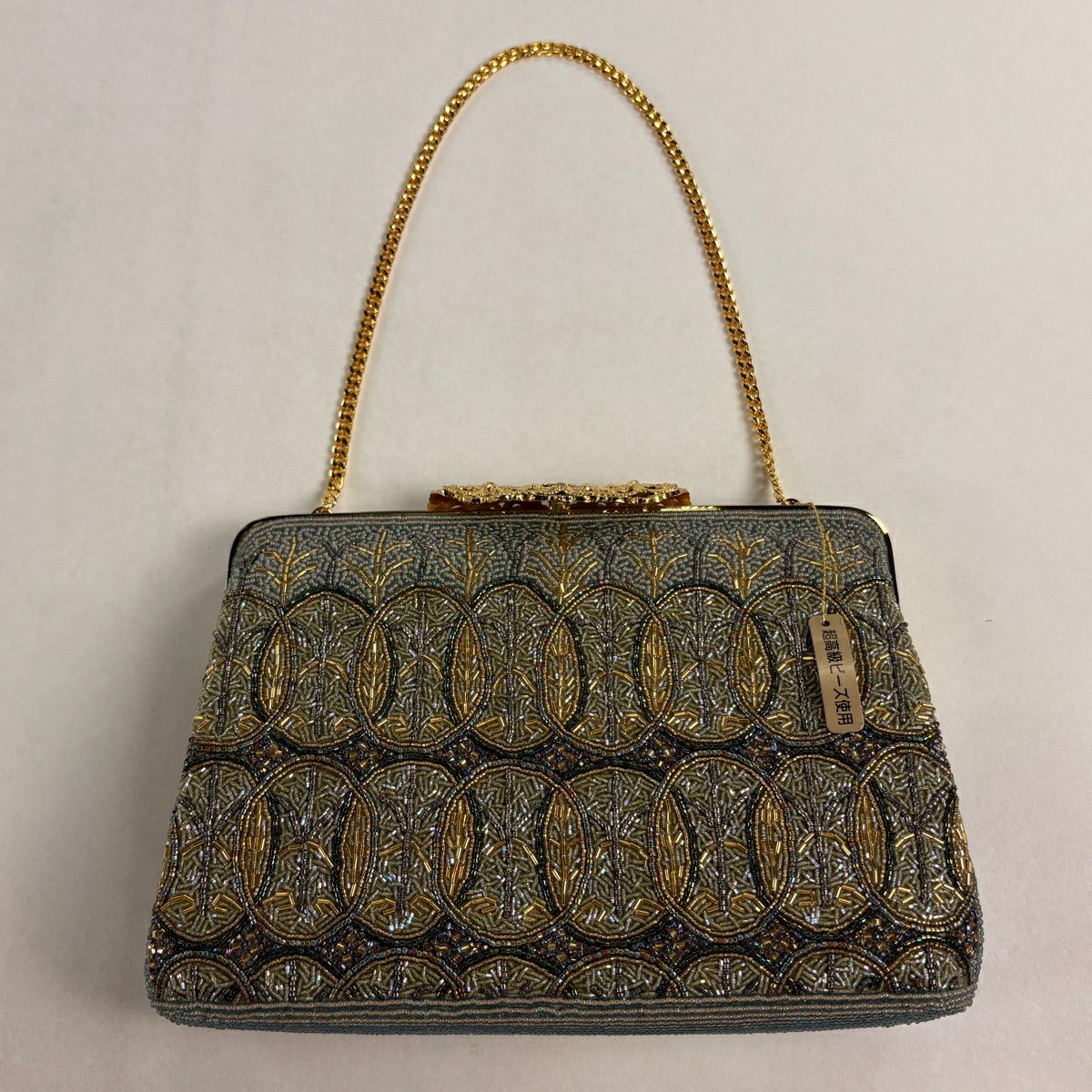 和装バッグ 優品 ビーズバッグ フォーマル 花 青 ビーズ 和装小物