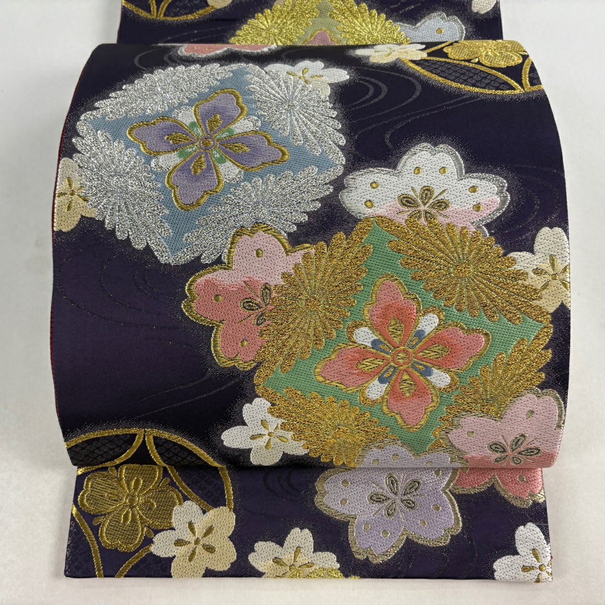 美品】 名古屋帯 秀品 七宝 濃紫 正絹｜中古・古着・リサイクル着物