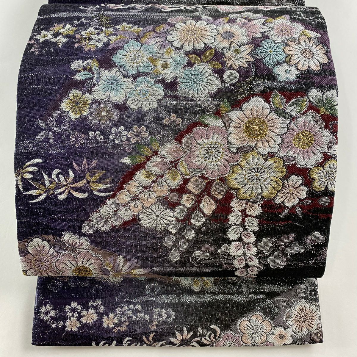 激安/新作 袋帯 やまと 辻が花柄 箔 赤紫 六通 正絹（袋帯 美品 秀品 着物・浴衣