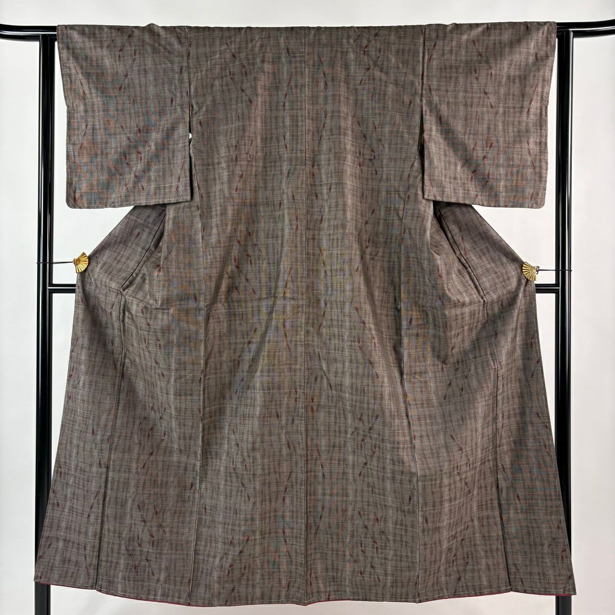大島紬 身丈157cm 裄丈62.5cm S 袷 純泥染 証紙あり 幾何学模様 黒