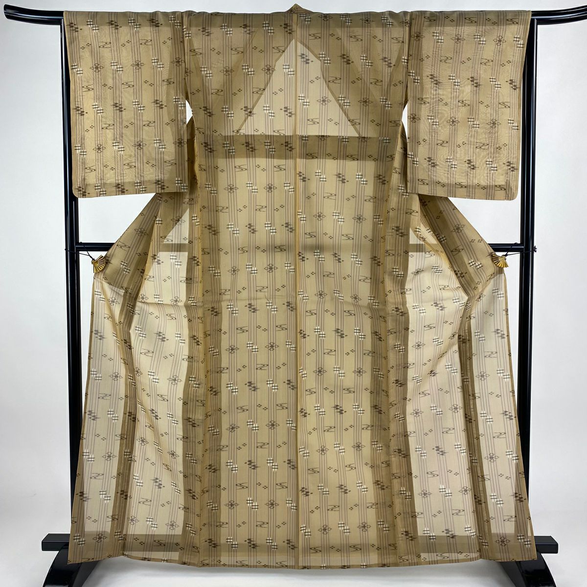 紬 身丈158.5cm 裄丈67.5cm L 薄物 夏紬 琉球かすり 証紙あり
