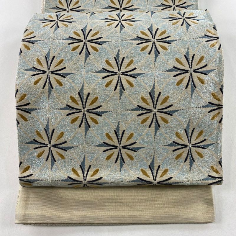 袋帯 美品 名品 花 金銀糸 ベージュ 六通 正絹｜中古・古着