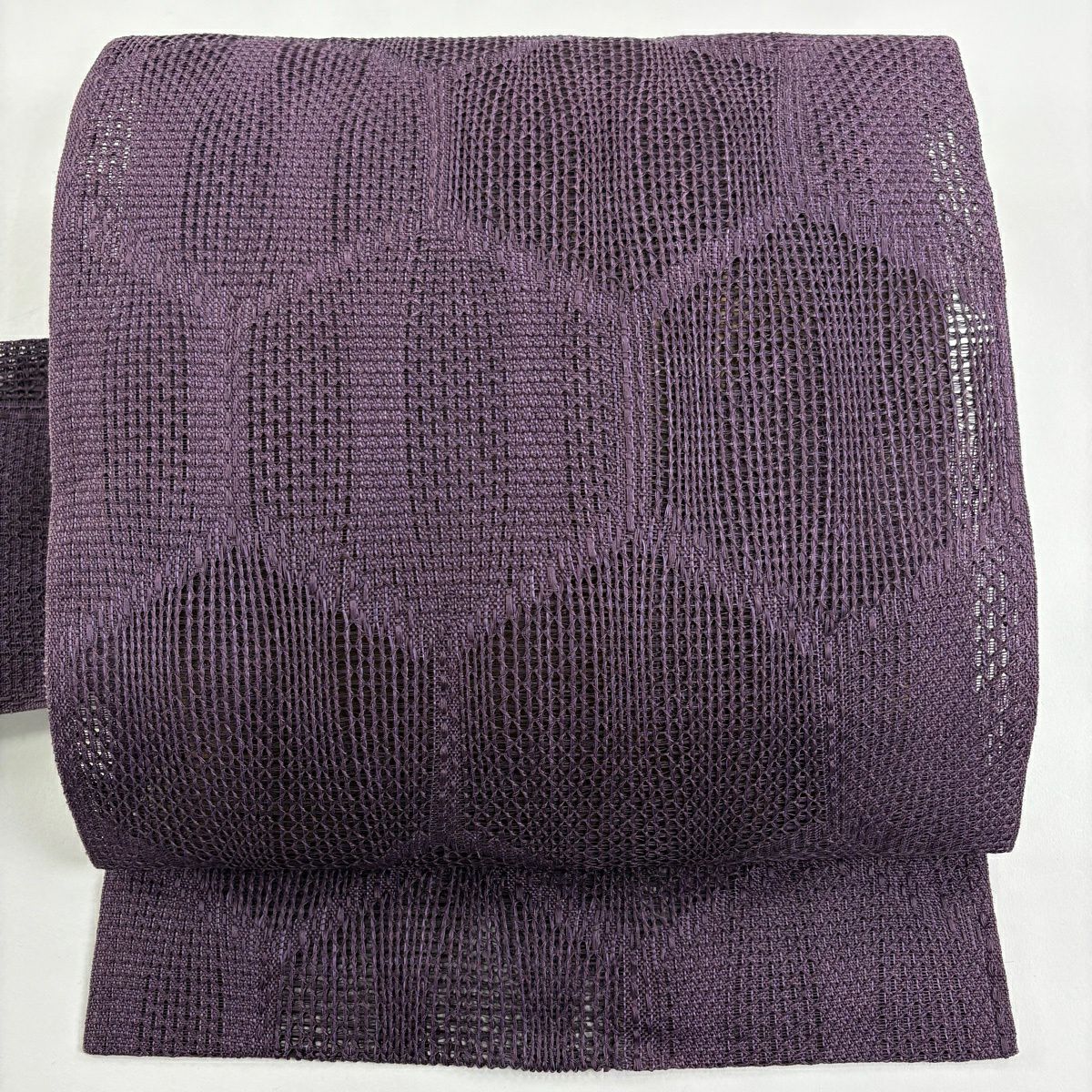 美品】 名古屋帯 秀品 紬地 格子 幾何学 からし色 正絹｜中古・古着