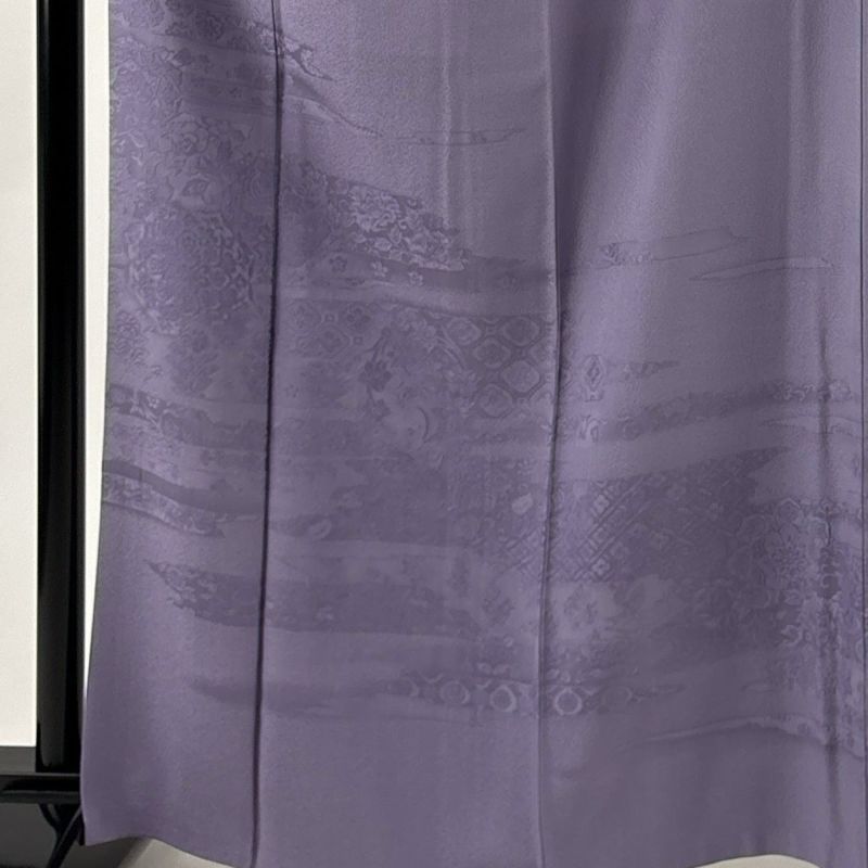 付下げ 身丈164.5cm 裄丈66.5cm M 袷 華文 霞 薄紫 正絹 秀品｜中古