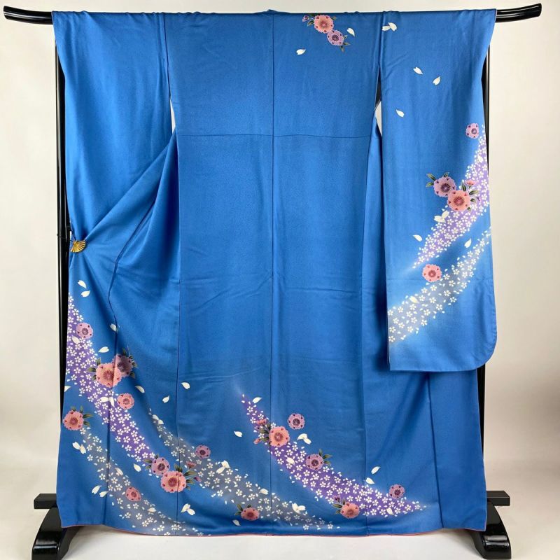 振袖 身丈170cm 裄丈67cm M 袷 桜 花びら 金彩 染め分け 青 正絹 名品｜中古・古着・リサイクル着物通販｜バイセル オンライン