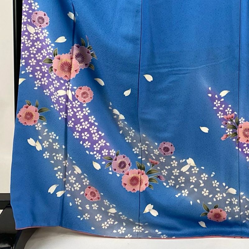 振袖 身丈170cm 裄丈67cm M 袷 桜 花びら 金彩 染め分け 青 正絹 名品｜中古・古着・リサイクル着物通販｜バイセル オンライン