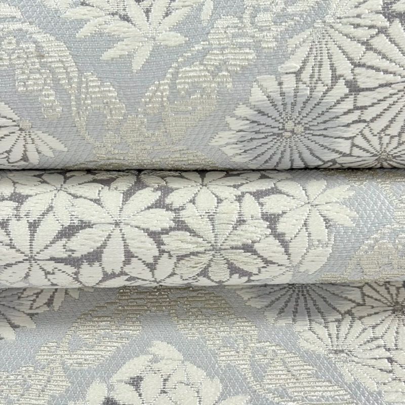 袋帯 美品 逸品 やまと 菊 桜 銀糸 灰色 六通 正絹｜中古・古着