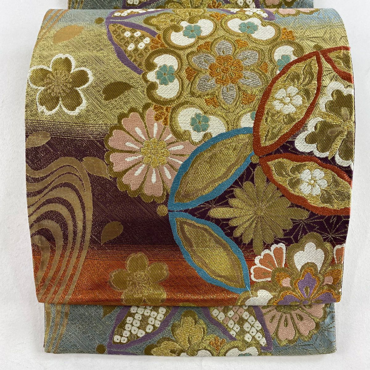 118)着物 袋帯 6点セット 全て着用可能品 正絹 美品 袋帯 美品 秀品 鳳凰 草花 箔 金色 六通 正絹|中古・古着