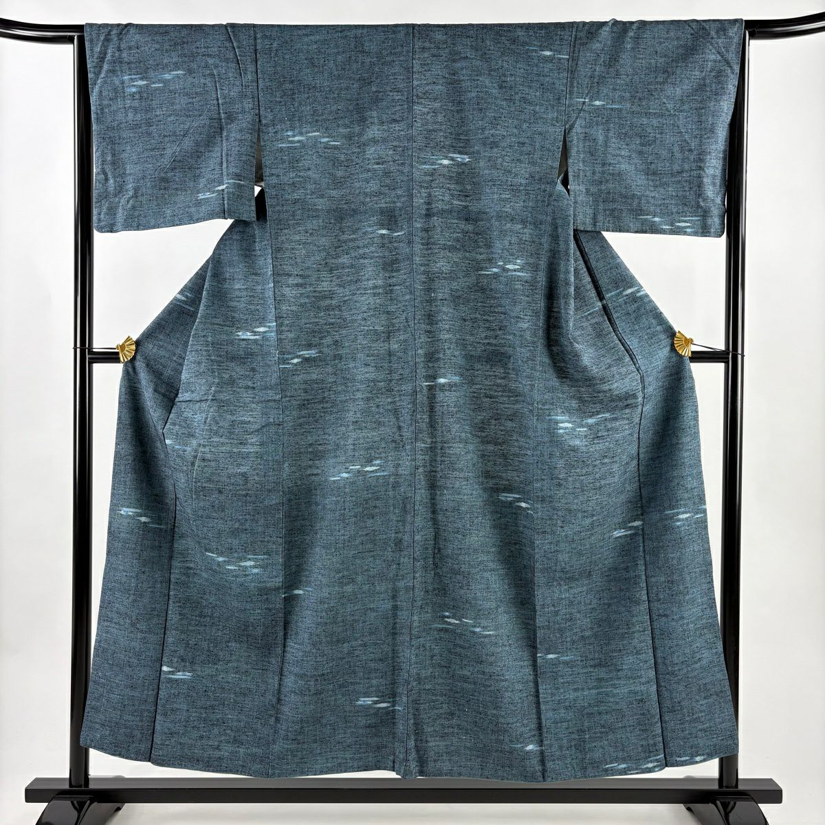 紬 身丈161cm 裄丈64.5cm M 袷 幾何学 紺色 正絹 秀品｜中古・古着