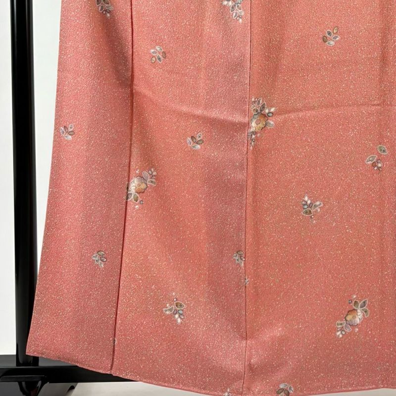 華*様 未使用近い　美品　袷　正絹　辻が花　小紋　身丈166 裄丈67 美品】 小紋 身丈160.5cm 裄丈66cm M 袷 辻が花柄 金彩 ピンク 正絹 秀