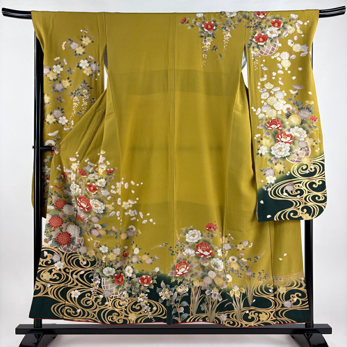 MO-3239 袋帯 波模様 蝶 花模様 金銀糸 振袖 MO-3239 袋帯 波模様 蝶 花模様 金銀糸 振袖