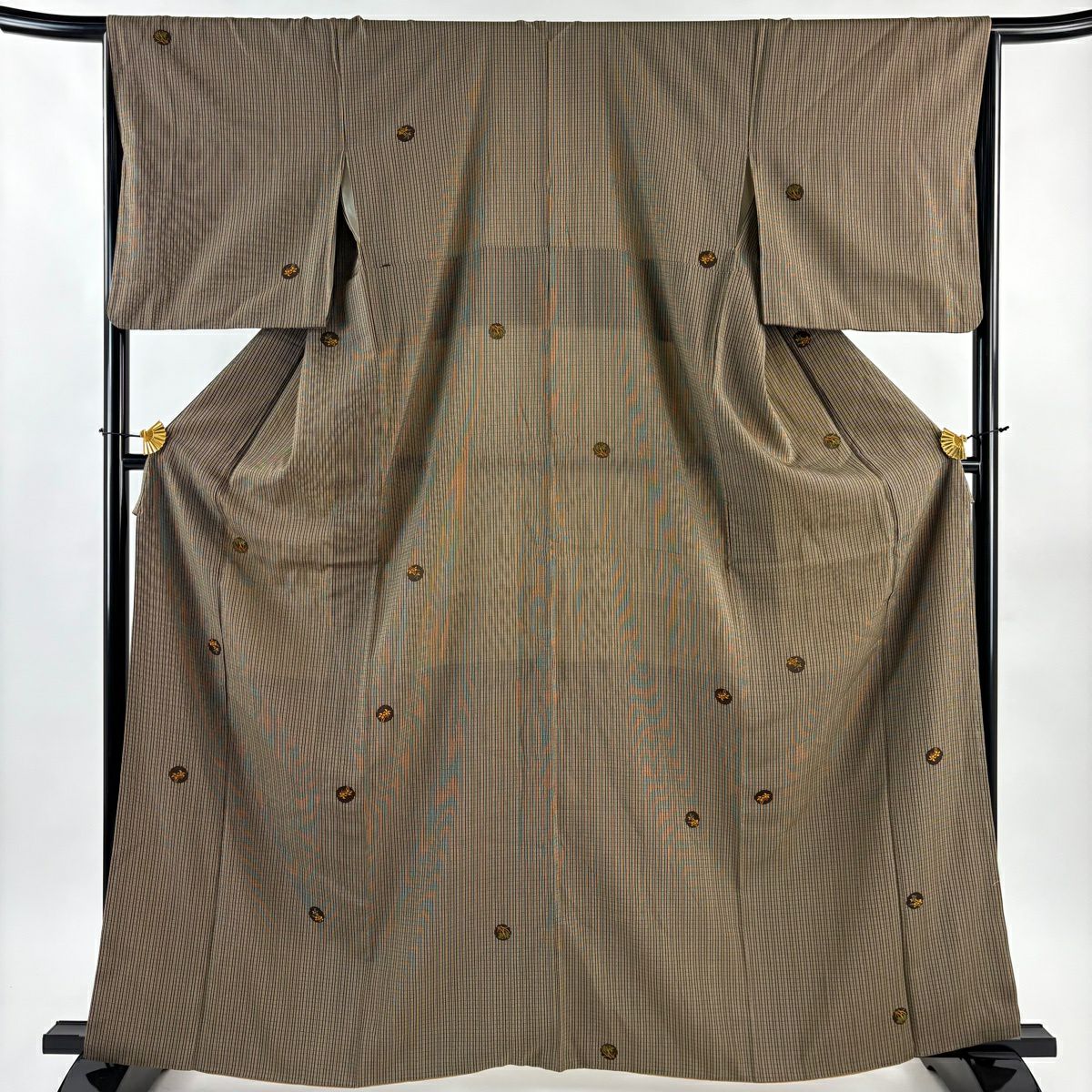 未使用品 紬 黒 葡萄唐草 身丈169.5cm 裄丈69.0cm 袷 正絹 美品】 紬 身丈158cm 裄丈64cm M 袷 葡萄唐草 灰緑 正絹 秀品 【中古