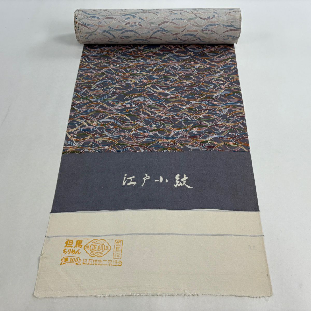 反物 秀品 小紋 草花 幾何学模様 灰紫 正絹｜中古・古着・リサイクル