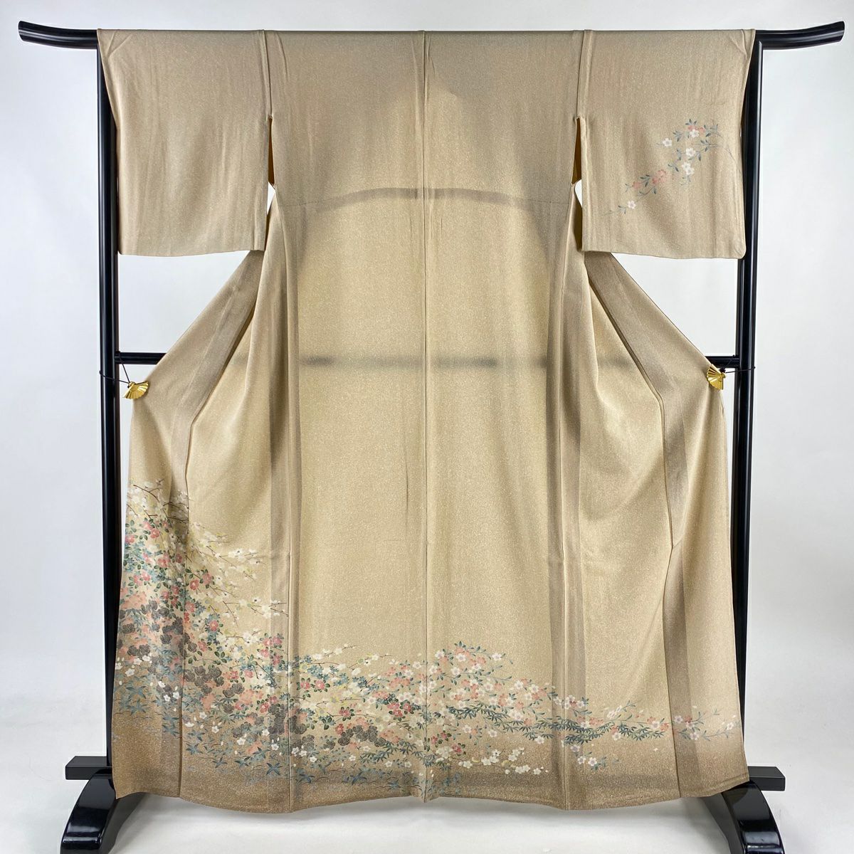 紬 身丈167cm 裄丈63.5cm S 薄物 名古屋帯セット 夏紬 灰色 正絹