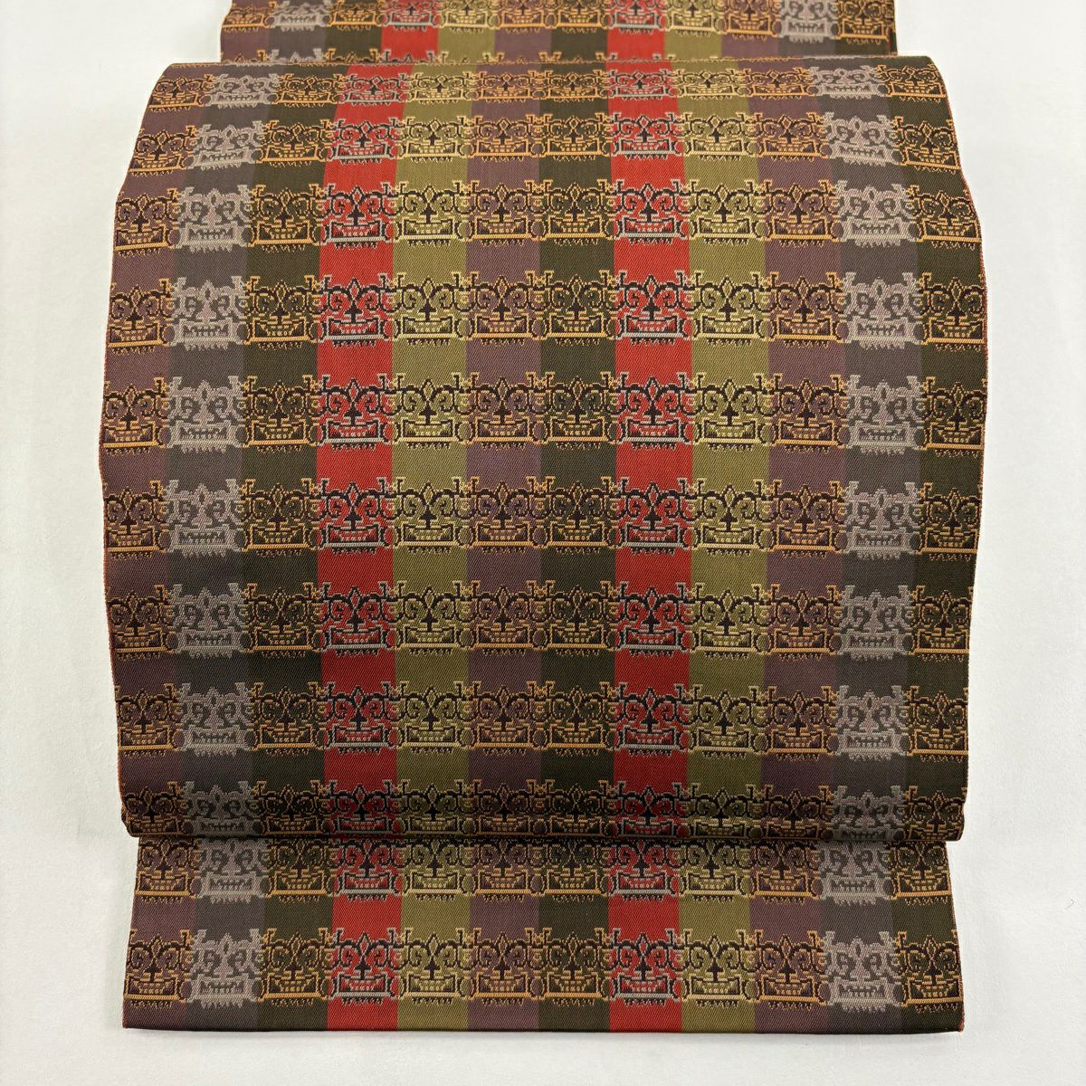 名古屋帯 名品 龍村美術織物 向かい鳳凰と桐 赤茶 正絹 お値下げ中⭕️ 開き名古屋帯 名品 龍村美術織物 向かい鳳凰と桐 赤茶 正絹 お値下げ中