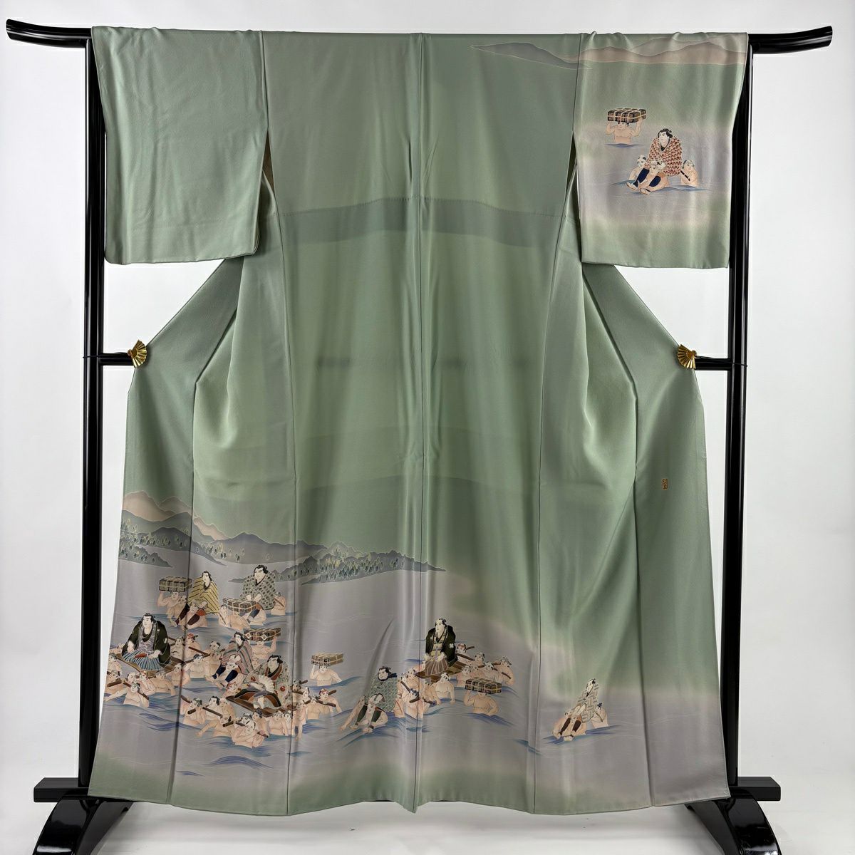 在庫一掃】 袋帯 美品 秀品 草木本泥染 幾何学 箔 金糸 灰紫 六通 正絹 在庫一掃】 袋帯 美品 秀品 草木本泥染 幾何学 箔 金糸 灰紫 六通 正絹