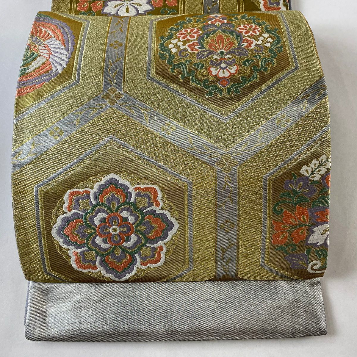 袋帯 秀品 向鳥 華文 金銀糸 箔 金色 六通 正絹｜中古・古着