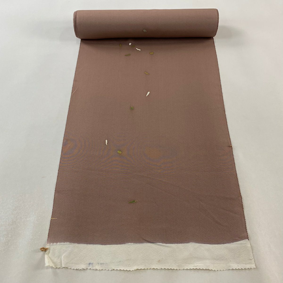 作家作品 保科信 正絹 変わり万筋 江戸小紋フルセット a18 反物 名品 江戸小紋 落款有 保科信 よろけ縞 薄小豆 正絹｜中古・古着