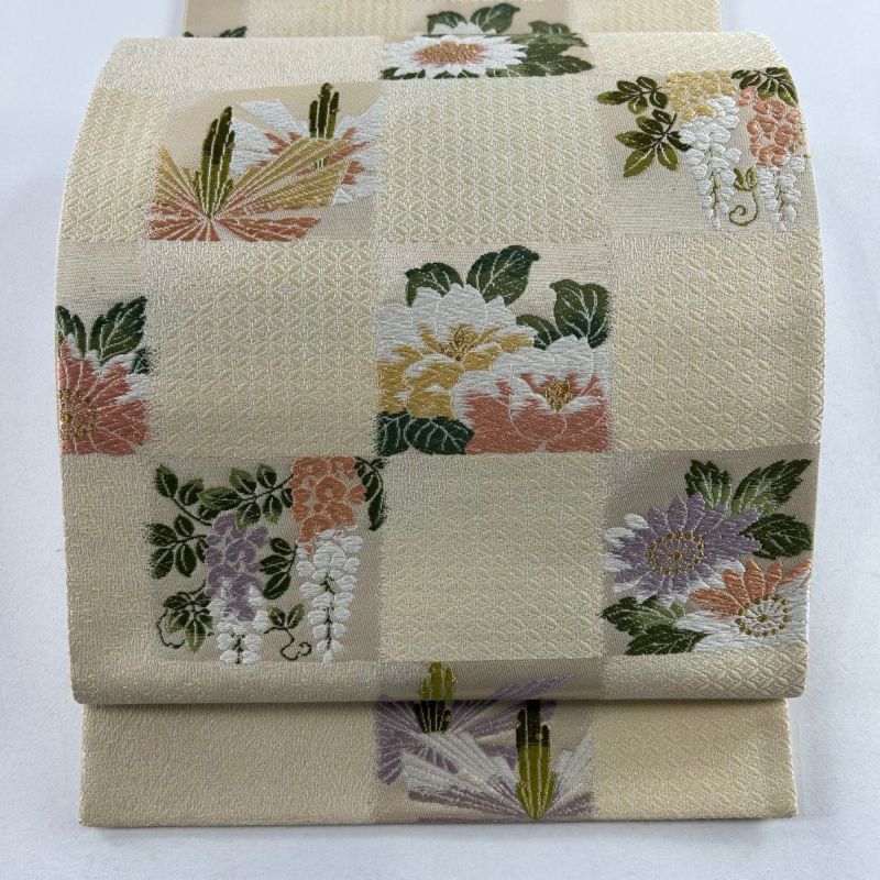 平和屋着物◎六通柄 京袋帯 正倉院花文 金糸 正絹 逸品