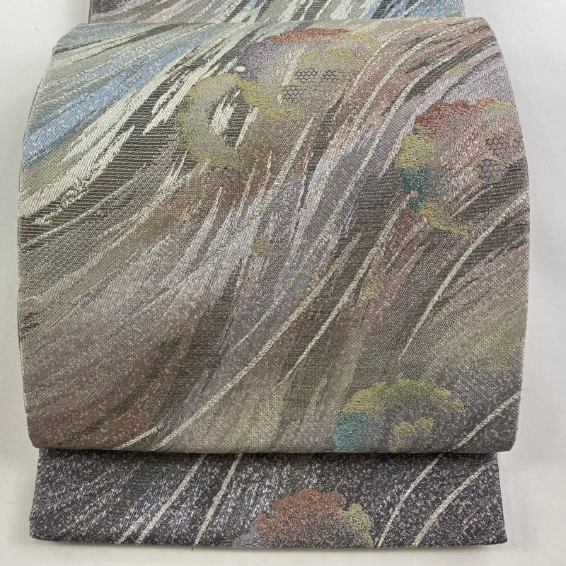 袋帯 美品 秀品 やまと 雪輪 桜 金糸 箔 薄紫 六通 正絹｜中古