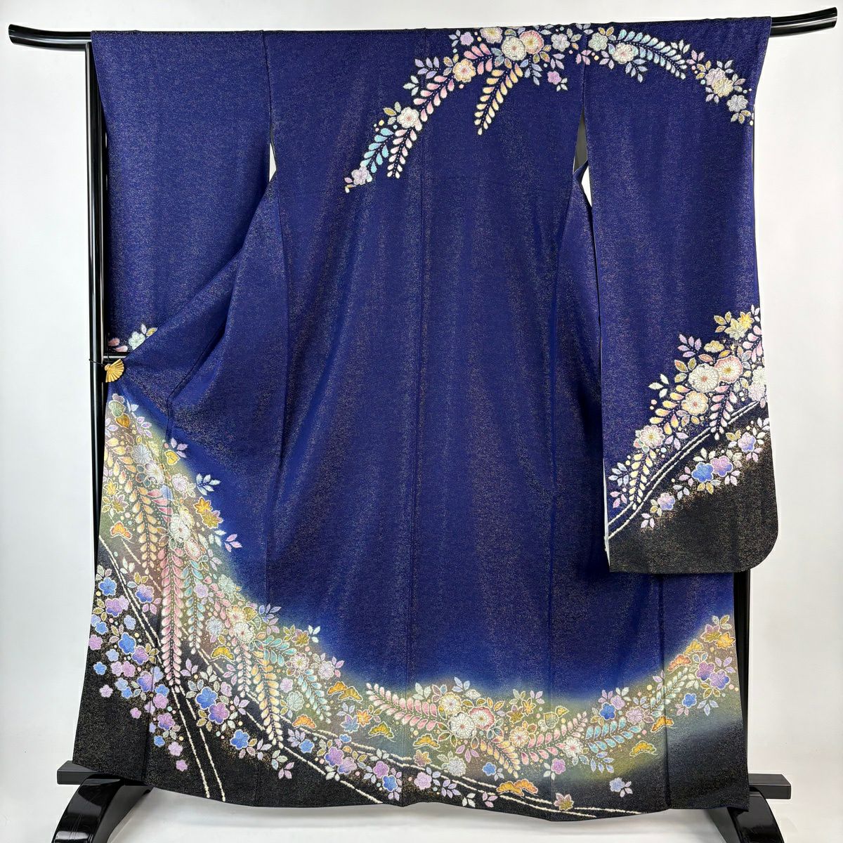 成人式振袖身丈160.5cm裄丈67cm雪輪 草花金糸金彩茶紫正絹美品セット中古 美品】 振袖 身丈160.5cm 裄丈70cm L 袷 手毬 桜 箔 金彩 黄色 正絹