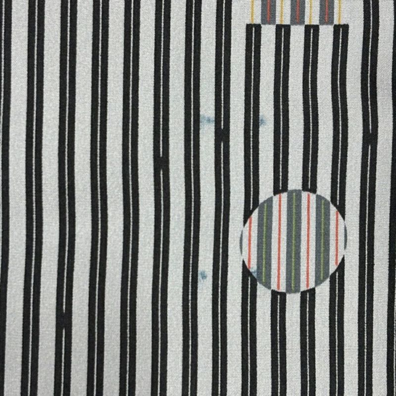 小紋 身丈159.5cm 裄丈63cm S 袷 紬地 縞 幾何学 灰色 正絹 秀品|中古 小紋 身丈159.5cm 裄丈63cm S 袷 紬地 縞 幾何学 灰色 正絹 秀品|中古