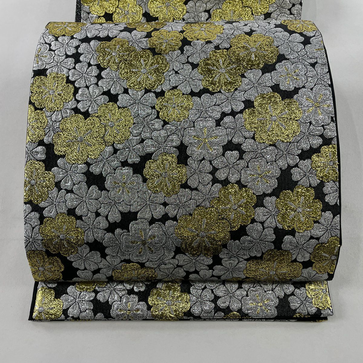 袋帯 美品 名品 夏帯 絽 瓢箪 芝 箔 黒 六通 正絹|中古・古着 袋帯 美品 名品 夏帯 絽 瓢箪 芝 箔 黒 六通 正絹|中古・古着